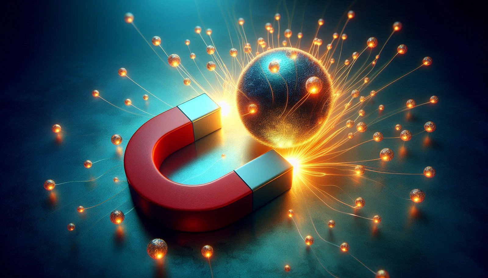 A magnet pulling in glowing orbs.