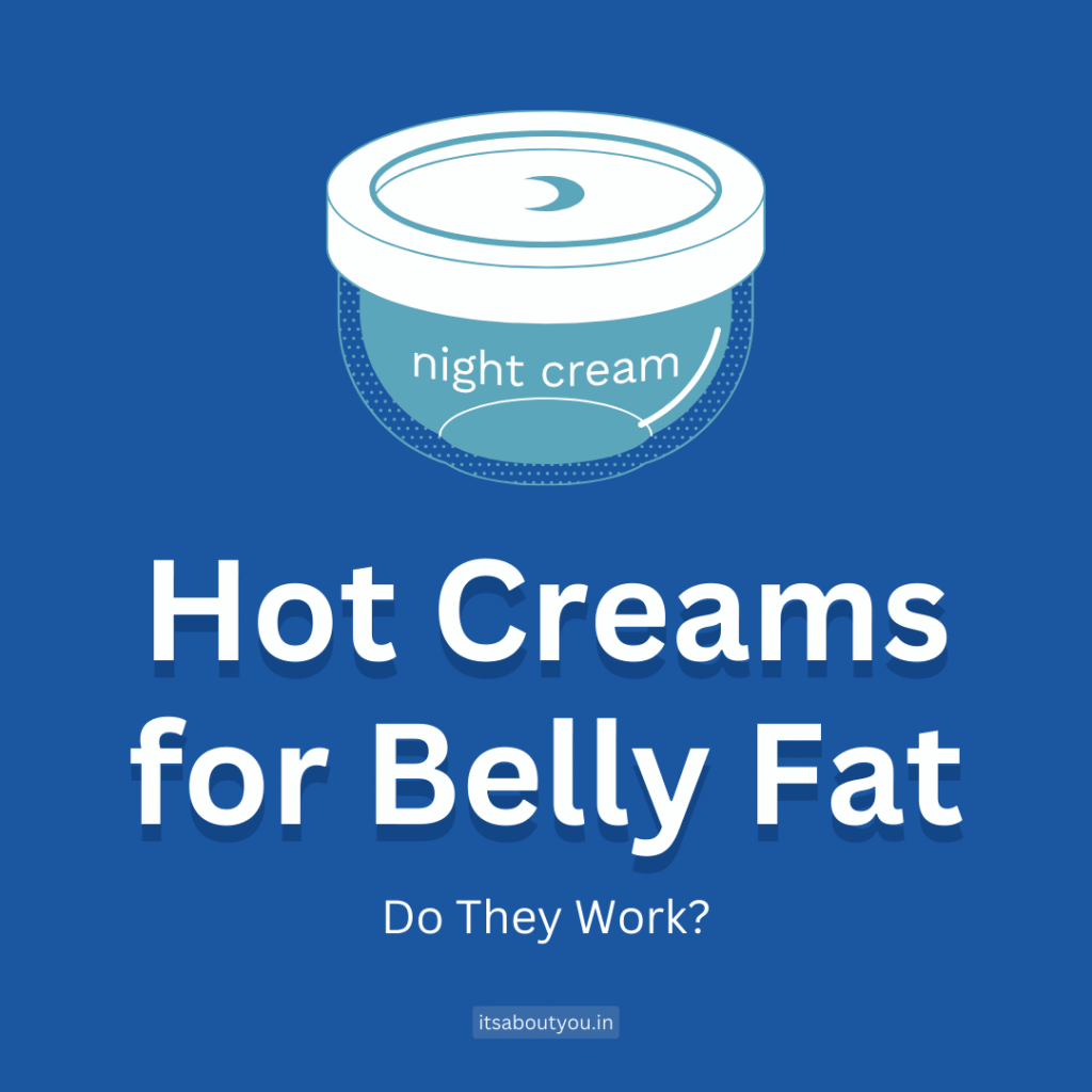 Illustration of a belly fat reduction cream bottle with the text "Hot Creams for Belly Fat: Do They Work?"