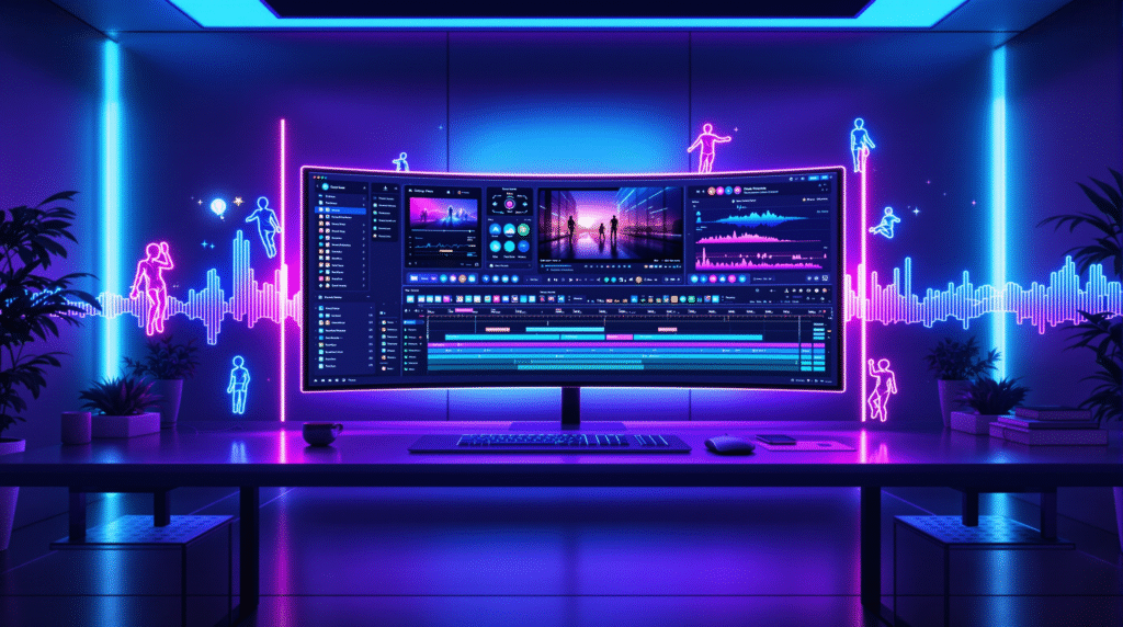 Google Veo 3 AI video generator interface in a modern creative workspace