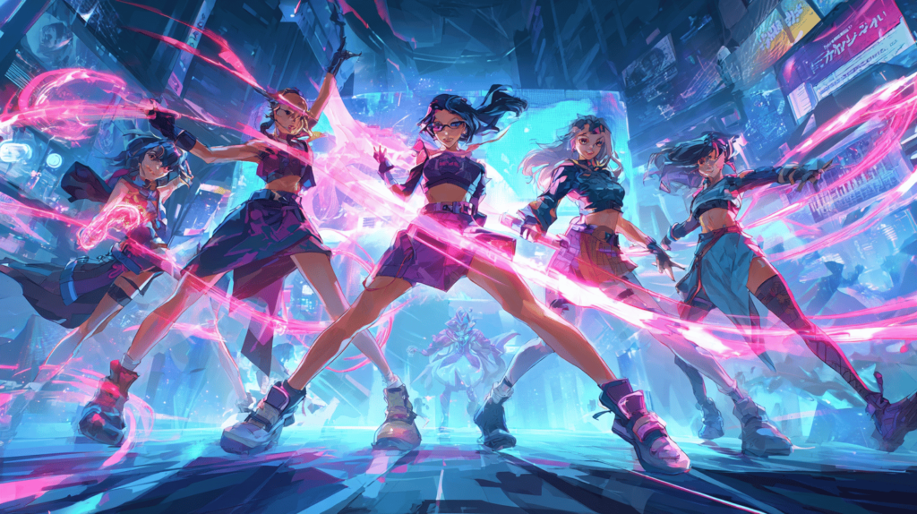 K-pop demon hunters perform with supernatural powers in vibrant animated style