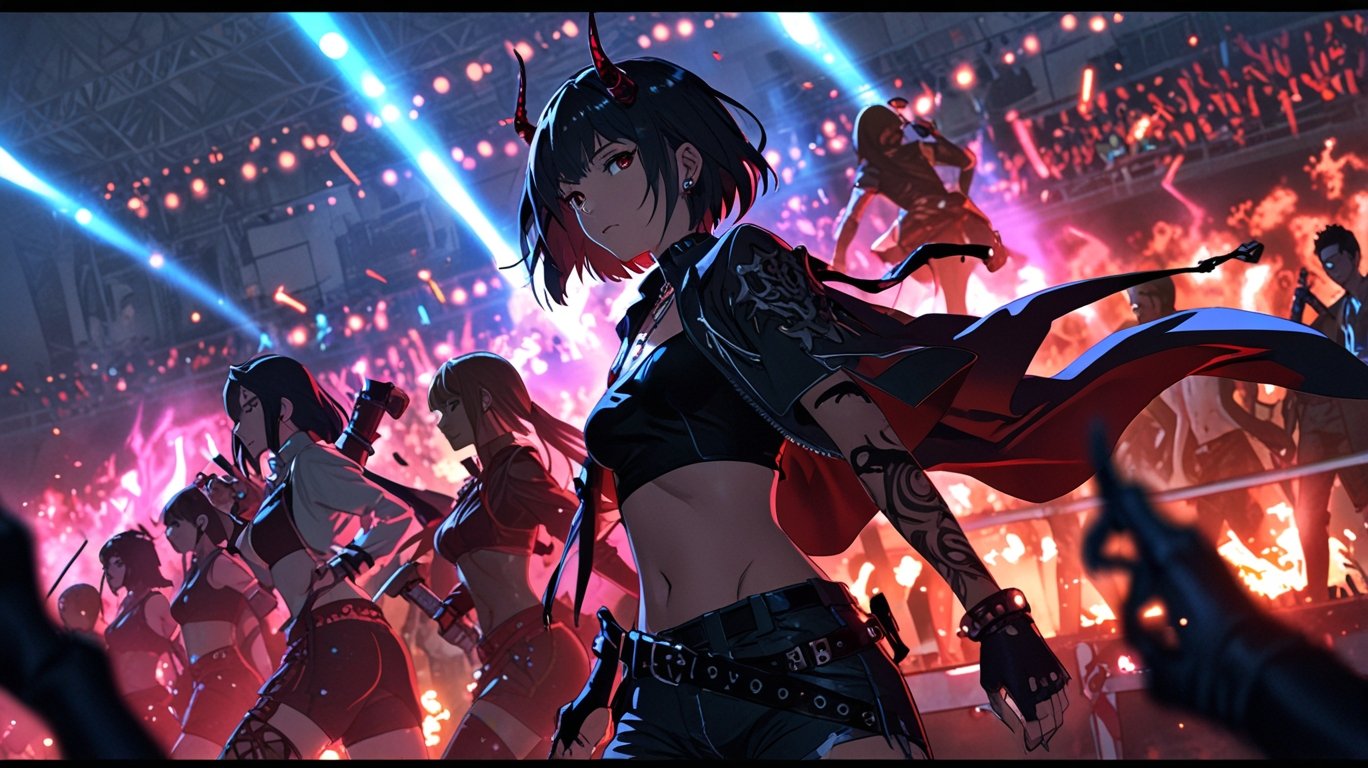 K-pop demon hunters perform with supernatural powers in vibrant animated style