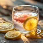 Himalayan pink salt weight loss drink with lemon and honey in a glass