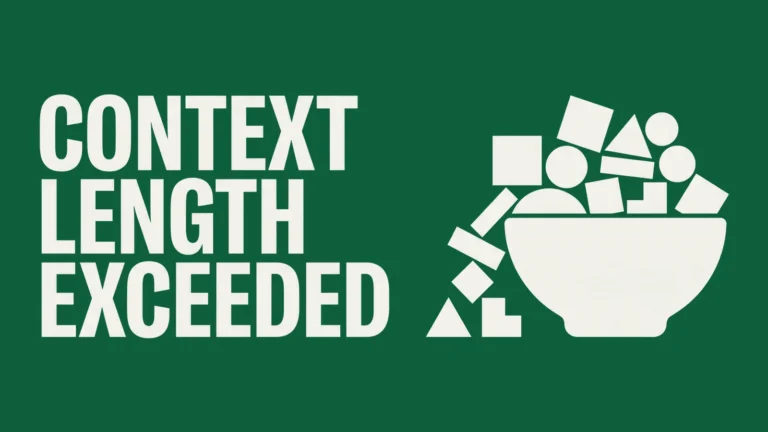 Title card reading CONTEXT LENGTH EXCEEDED beside a bowl overflowing with shapes