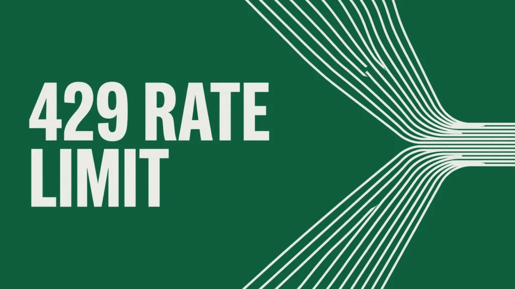 Title card reading 429 RATE LIMIT beside many lines converging into one narrow channel