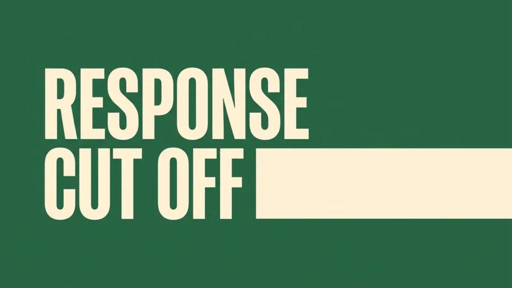 Title card reading RESPONSE CUT OFF beside a bar that stops at a sharp cut edge